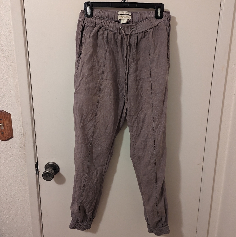 Cynthia Rowley grey/purple linen pants size small